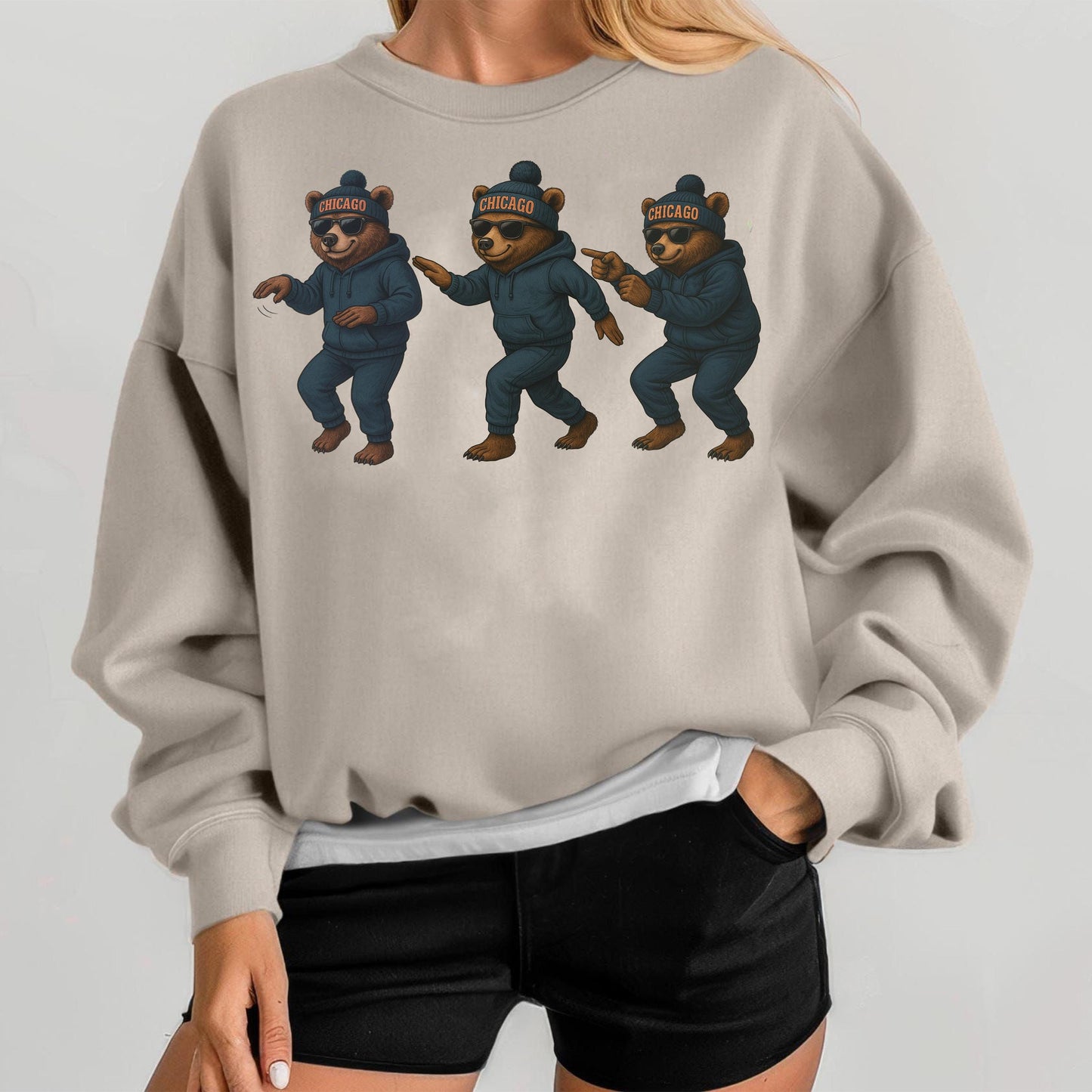 Chicago Football Sweatshirt, Funny Dancing Bear Graphic Tee, Vintage Game Day Shirt, Cozy Unisex Sweatshirt, Retro Sports T Shirt Gift