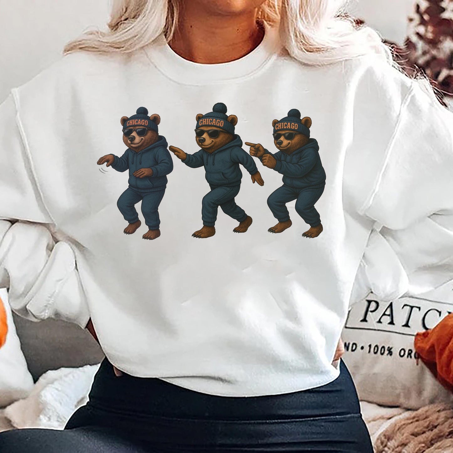 Chicago Football Sweatshirt, Funny Dancing Bear Graphic Tee, Vintage Game Day Shirt, Cozy Unisex Sweatshirt, Retro Sports T Shirt Gift