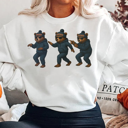 Chicago Football Sweatshirt, Funny Dancing Bear Graphic Tee, Vintage Game Day Shirt, Cozy Unisex Sweatshirt, Retro Sports T Shirt Gift