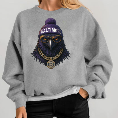 Baltimore Raven Sweatshirt, Cool Bird Graphic Hoodie, Vintage Streetwear Top, Retro Hip Hop Raven Shirt, Unisex Game Day Outfit Gift