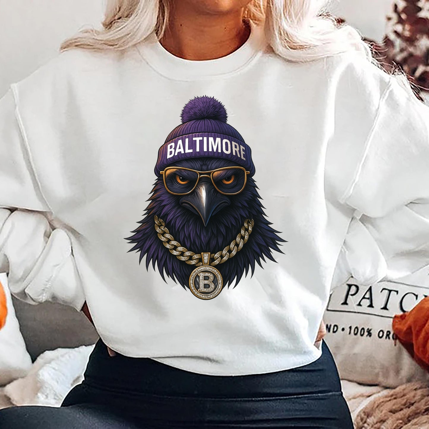 Baltimore Raven Sweatshirt, Cool Bird Graphic Hoodie, Vintage Streetwear Top, Retro Hip Hop Raven Shirt, Unisex Game Day Outfit Gift