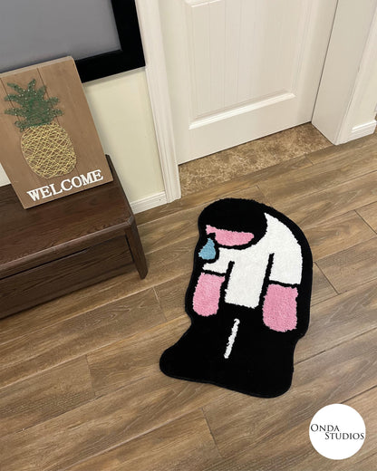 Tufted Sad Man Rug | Custom Rug, Handmade Rug, Tufted Rug, Cheap Rug, Cartoon Rug, Living Room Rug, Rug for Bedroom, Housewarming Gift