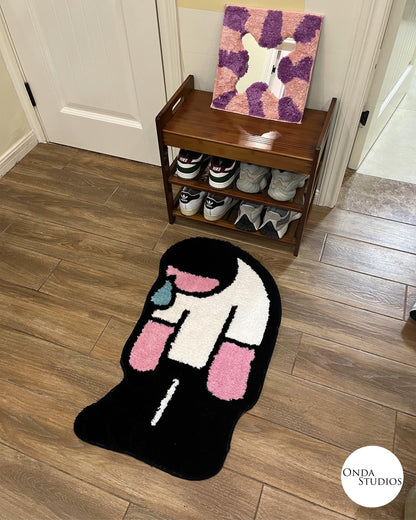 Tufted Sad Man Rug | Custom Rug, Handmade Rug, Tufted Rug, Cheap Rug, Cartoon Rug, Living Room Rug, Rug for Bedroom, Housewarming Gift