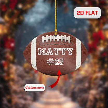 Personalized Football Christmas Ornament with Custom Name and Number, Sports Team Holiday Decoration, Gift for Football Player Fans