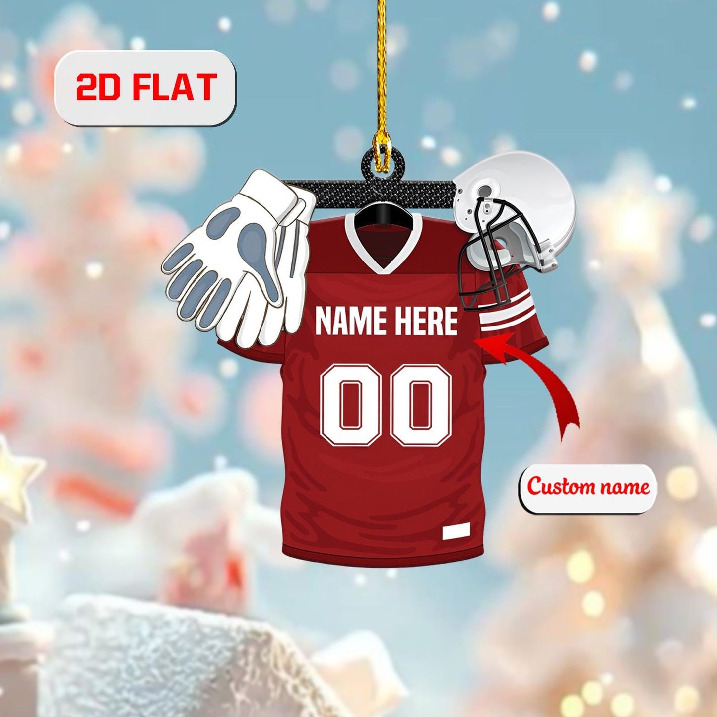 Personalized Football Jerseyyy Christmas Ornament with Custom Name and Number, Sports Team Holiday Decoration, Gift for Football Players