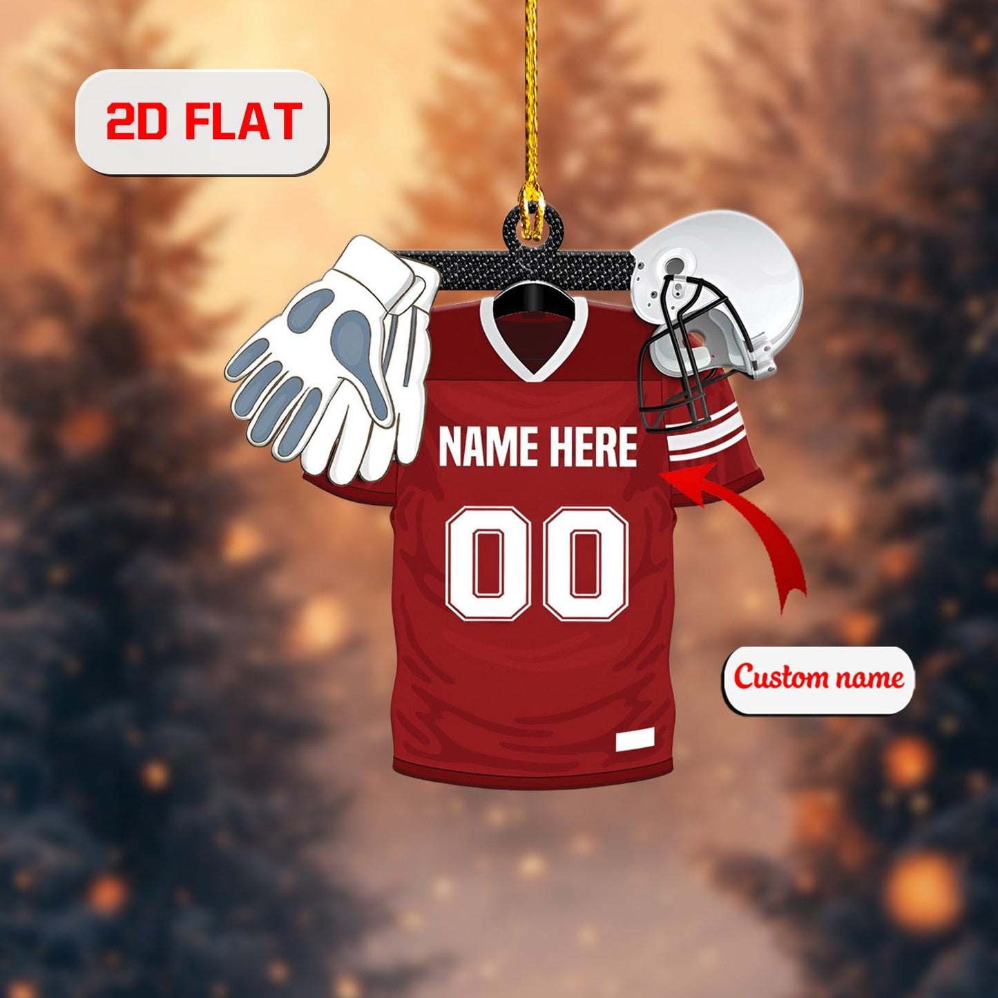 Personalized Football Jerseyyy Christmas Ornament with Custom Name and Number, Sports Team Holiday Decoration, Gift for Football Players