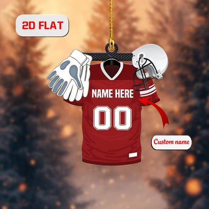 Personalized Football Jerseyyy Christmas Ornament with Custom Name and Number, Sports Team Holiday Decoration, Gift for Football Players