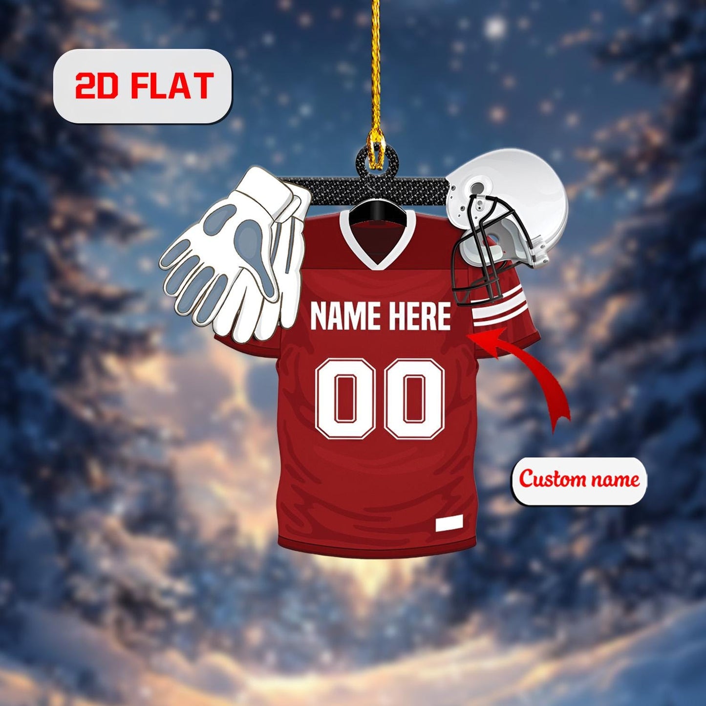 Personalized Football Jerseyyy Christmas Ornament with Custom Name and Number, Sports Team Holiday Decoration, Gift for Football Players