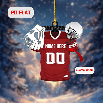 Personalized Football Jerseyyy Christmas Ornament with Custom Name and Number, Sports Team Holiday Decoration, Gift for Football Players