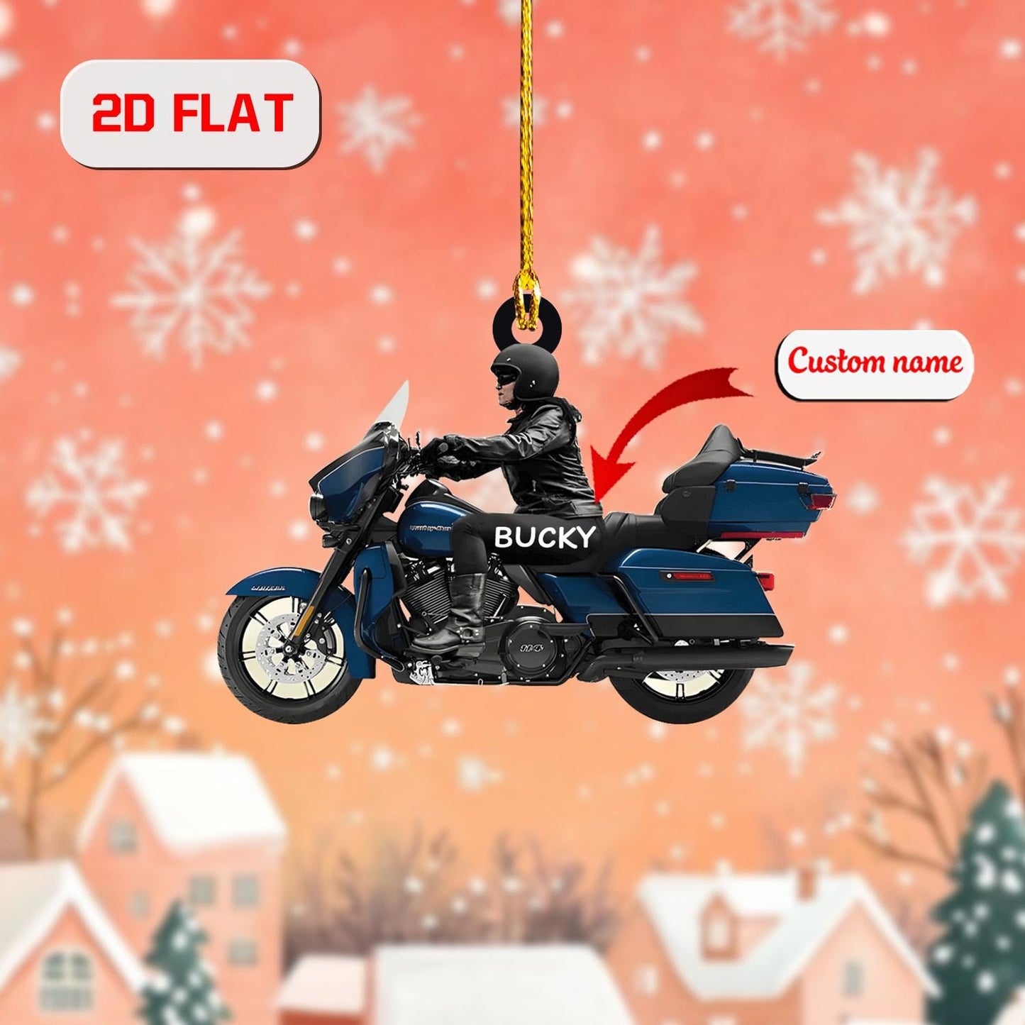 Personalized Motorcycle Ornament - Custom Name Biker Christmas Decoration, Motorbike Rider Gift, Holiday Keepsake for Motorcycle Lovers