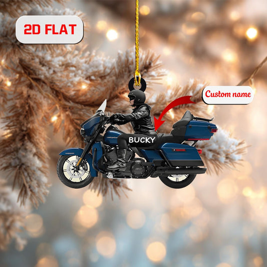 Personalized Motorcycle Ornament - Custom Name Biker Christmas Decoration, Motorbike Rider Gift, Holiday Keepsake for Motorcycle Lovers