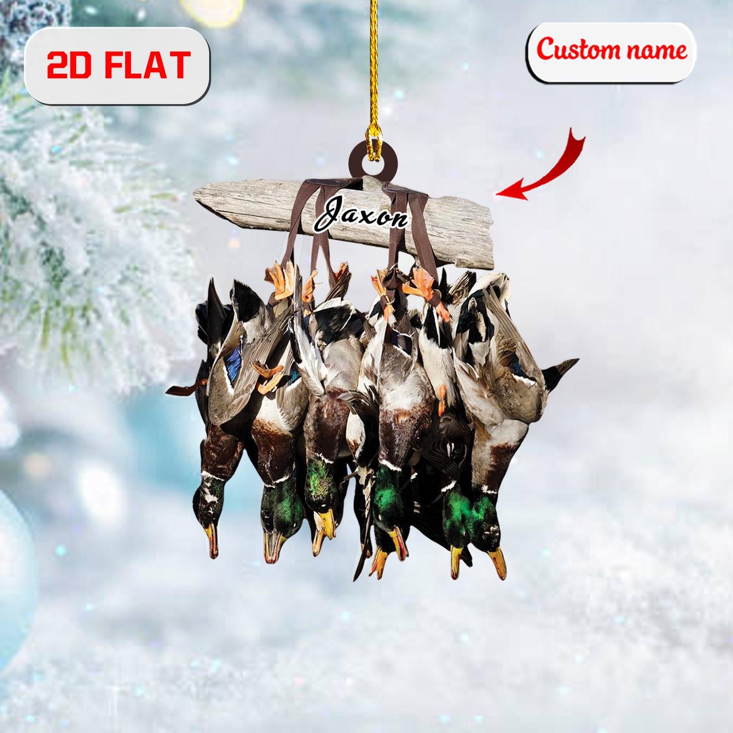 2D Acrylic Christmas Ornament, Duck Hunting Holiday Decor with Game Birds, Hunter Ornament for Men and Outdoor Lovers, Unique Xmas Tree Gift