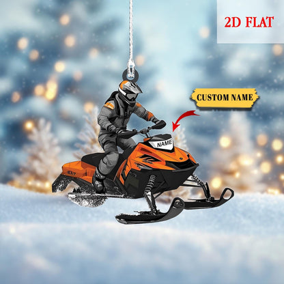 Personalized Snowmobile Acrylic Christmas Ornament 2D Flat for Snowmobile Lovers, Gift for Snowmobile Lovers Snowmobile Rider Ornament
