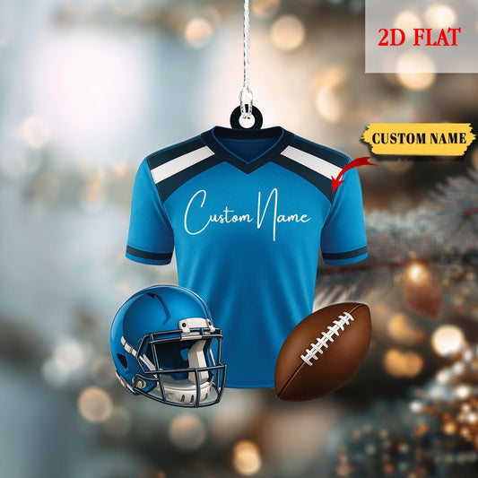 Personalized Jersey American Football Team, Christmas Tree Name Ornaments, Best Player Family Kids Name Football Team Fun Christmas