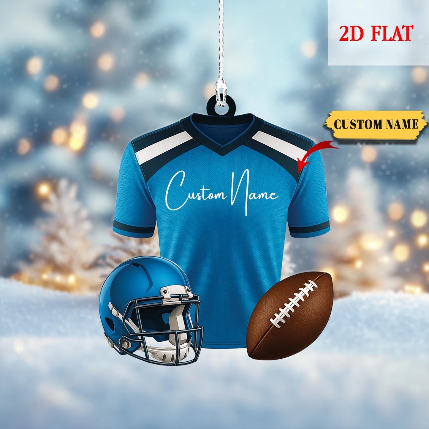 Personalized Jersey American Football Team, Christmas Tree Name Ornaments, Best Player Family Kids Name Football Team Fun Christmas