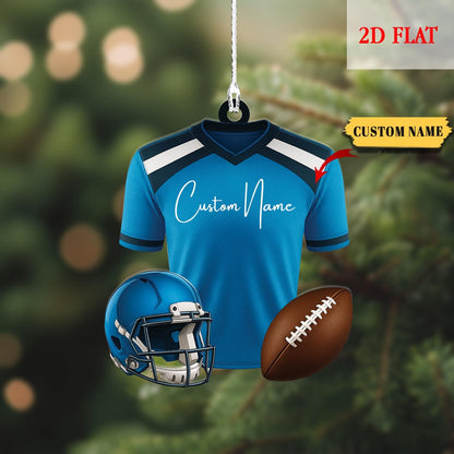 Personalized Jersey American Football Team, Christmas Tree Name Ornaments, Best Player Family Kids Name Football Team Fun Christmas