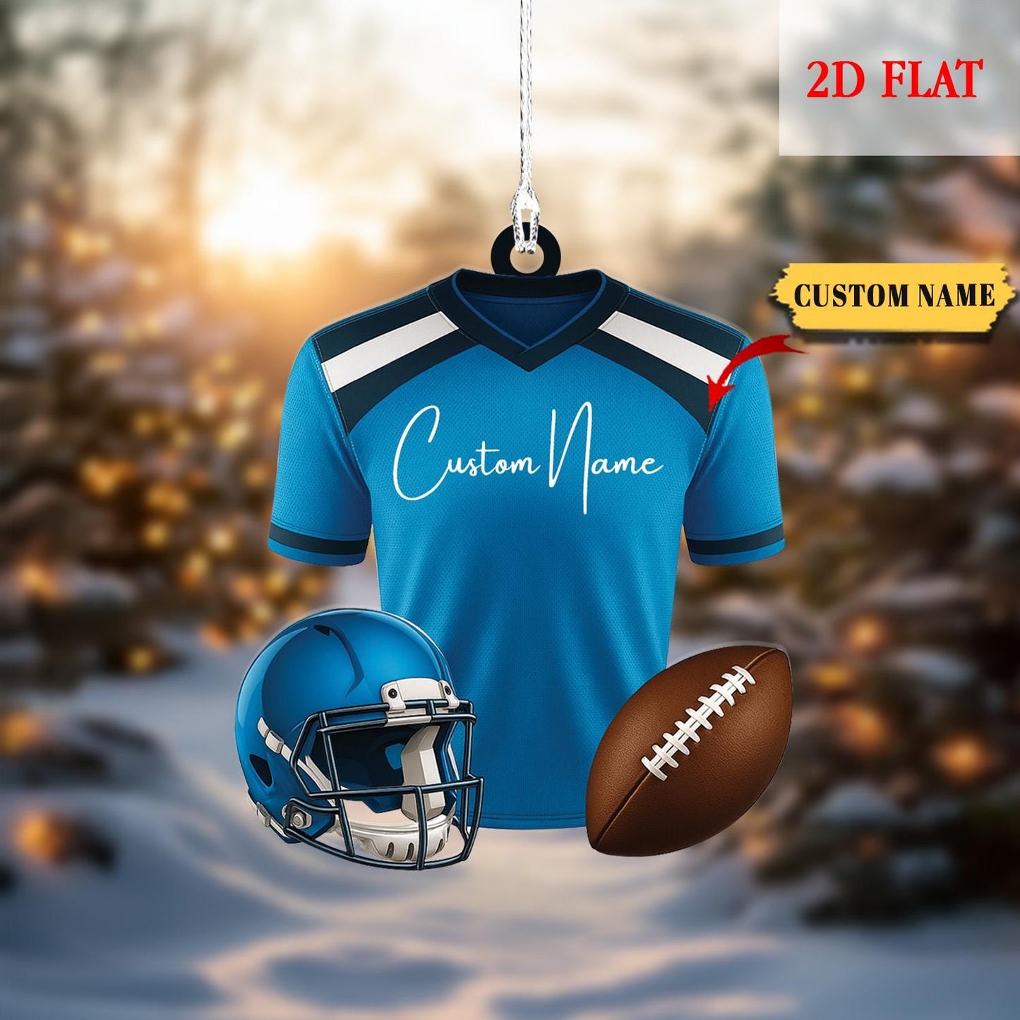 Personalized Jersey American Football Team, Christmas Tree Name Ornaments, Best Player Family Kids Name Football Team Fun Christmas