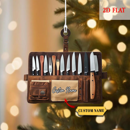 Personalized Chef Knife Christmas 2D Flat Acrylic Ornament, Idea Gift for Master Chef, Chef Christmas Ornament, Master Chef gift Christmas