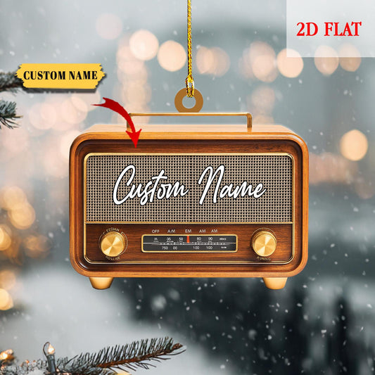 Personalized Radio Christmas 2D Flat Acrylic Ornament, Radio Gift, Radio Ornament Hanging Tree, Radio Lovers Ornament, Retro Radio Ornaments