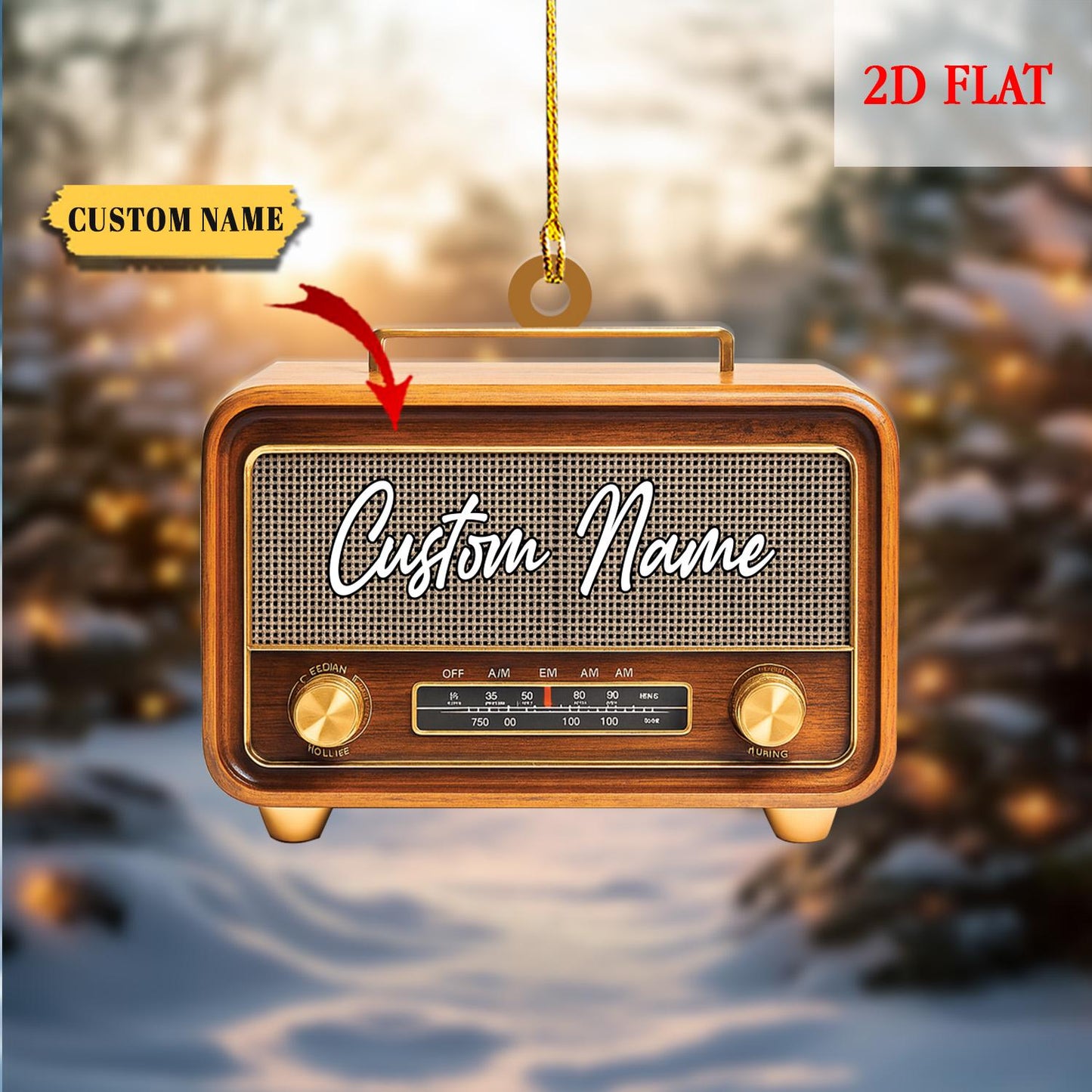 Personalized Radio Christmas 2D Flat Acrylic Ornament, Radio Gift, Radio Ornament Hanging Tree, Radio Lovers Ornament, Retro Radio Ornaments