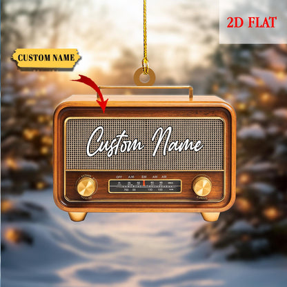 Personalized Radio Christmas 2D Flat Acrylic Ornament, Radio Gift, Radio Ornament Hanging Tree, Radio Lovers Ornament, Retro Radio Ornaments