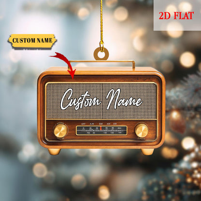 Personalized Radio Christmas 2D Flat Acrylic Ornament, Radio Gift, Radio Ornament Hanging Tree, Radio Lovers Ornament, Retro Radio Ornaments