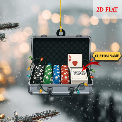 Personalized Poker Car 2D Flat Ornament , Casino Poker Chips Ornament ,Poker Christmas Ornament, Poker Xmas Ornament, Casino Ornament