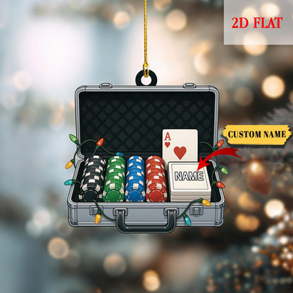 Personalized Poker Car 2D Flat Ornament , Casino Poker Chips Ornament ,Poker Christmas Ornament, Poker Xmas Ornament, Casino Ornament