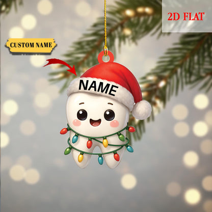 Personalized Teeth Dentist Christmas 2D Flat Ornament, Dentist Christmas Gift, Gift For Teeth Lover, Dental Squad Ornament, Christmas Decor