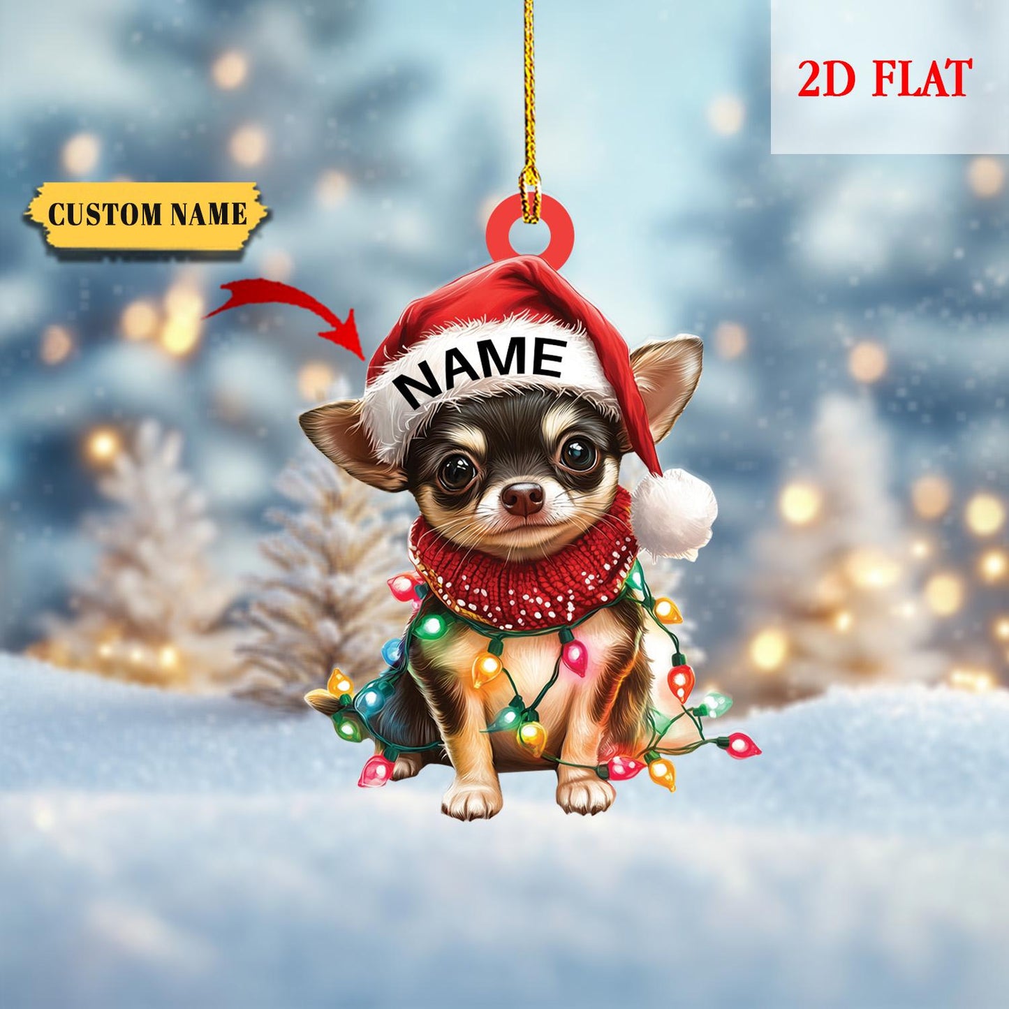 Personalized Chihuahua Dog Ornament, Bad Dog Tangled in Lights Ornament, Cute Chihuahua Lover Gift, Cool Dog Dad Gift, Pet Parent Gift Idea