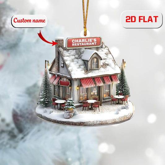 Personalized Restaurant Ornament Custom Name, Acrylic Christmas Decoration, Café House Ornament Gift for Chef Owner Food Lover Family