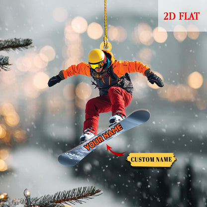 Personalized Snowboard 2D Flat Acrylic Ornament, Winter Sports Ornaments for Boys, Family Vacation, Snowboarding Gifts, Snowboarder Decor