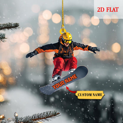 Personalized Snowboard 2D Acrylic Ornament, Winter Sports Ornaments for Boys, Unique Winter Sports Holiday Gift for Snowboarder Boys Girls