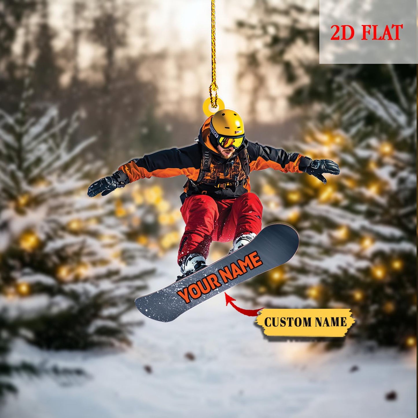 Personalized Snowboard 2D Acrylic Ornament, Winter Sports Ornaments for Boys, Unique Winter Sports Holiday Gift for Snowboarder Boys Girls
