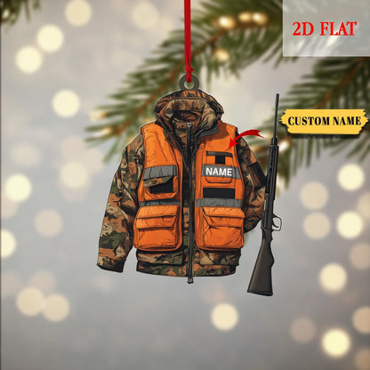 Personalized Hunting 2D Flat Acrylic Ornament, Gift for Deer Hunting Lovers, Hunter Christmas Ornament, Custom Hunting Ornament, Hunter Gift