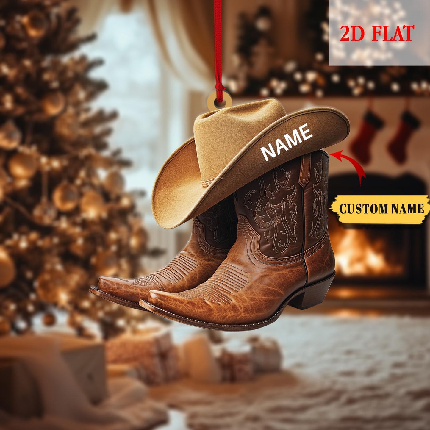 Personalized Cowboy & Cowgirl Christmas Ornaments, Cowboy Boot Ornaments, Cowboy Name Ornament, Cowboy Boots, Cowboy Hat, Boot Stocking