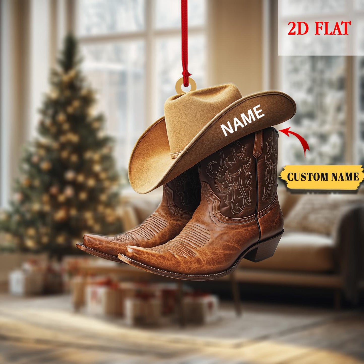 Personalized Cowboy & Cowgirl Christmas Ornaments, Cowboy Boot Ornaments, Cowboy Name Ornament, Cowboy Boots, Cowboy Hat, Boot Stocking