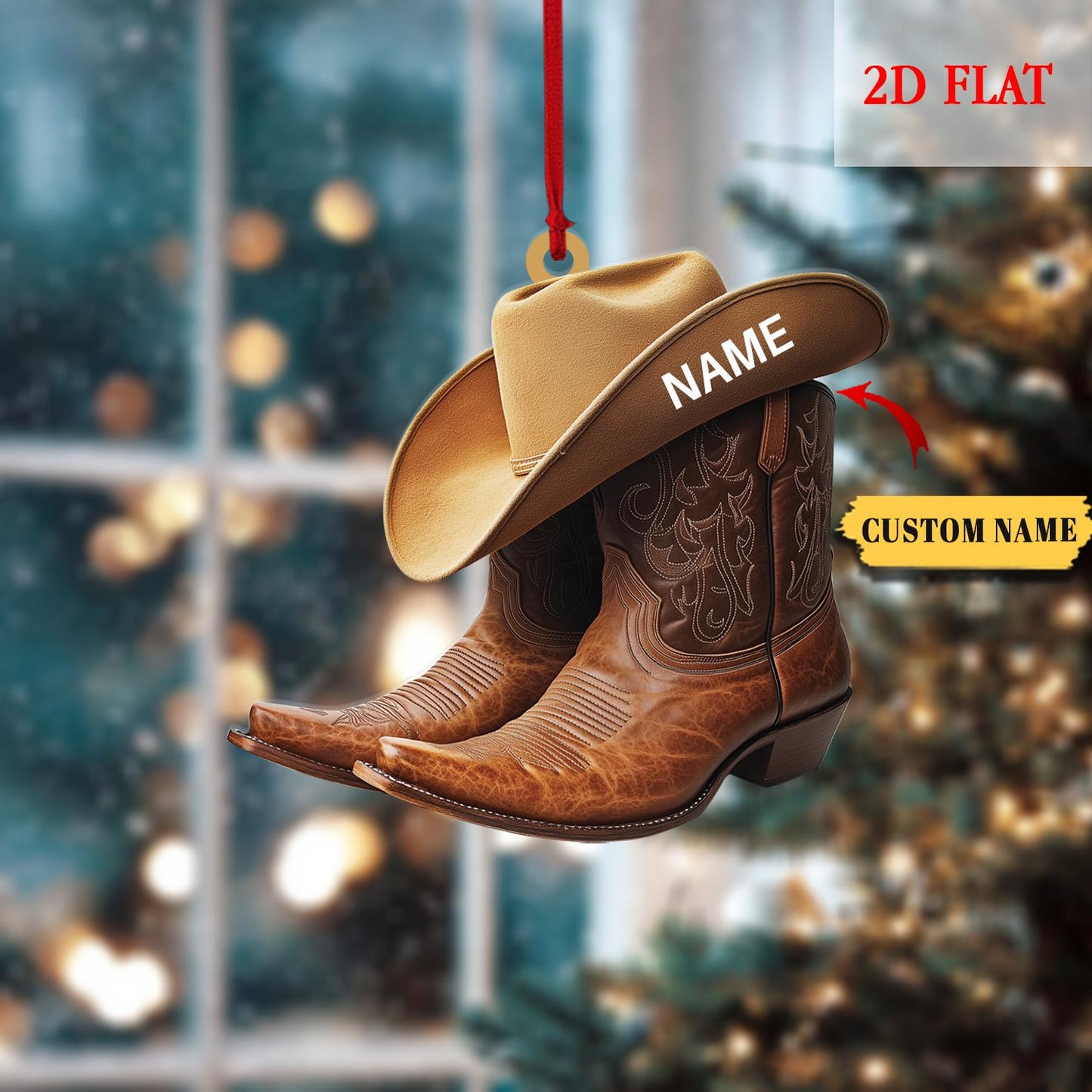Personalized Cowboy & Cowgirl Christmas Ornaments, Cowboy Boot Ornaments, Cowboy Name Ornament, Cowboy Boots, Cowboy Hat, Boot Stocking