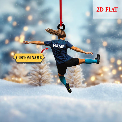 Personalized Soccer Girl Player Christmas 2D Flat Acrylic Ornament, Sport Christmas Ornament, Gift For Soccer Player, Soccer Ornament Decor