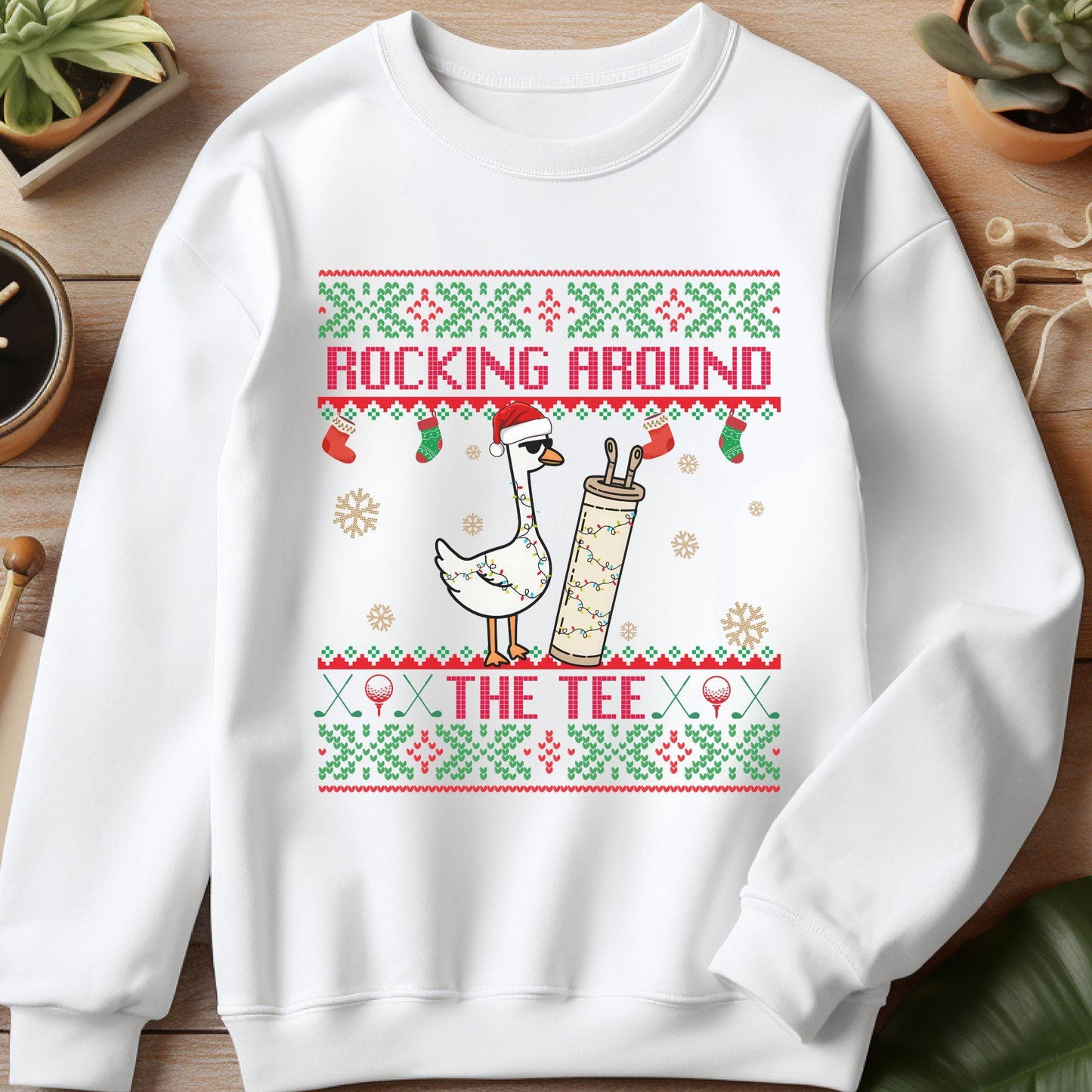 Rockin' Around the Christmas Tree Shirt Silly Goose Sweatshirt Golf Ugly Secret Santa Gift Ideas Ugly Party