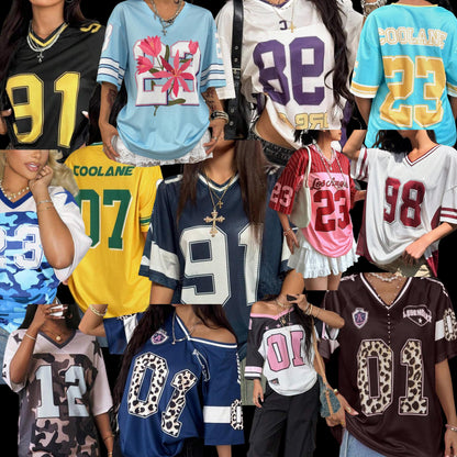Make Your Full Custom American Football Jersey, Y2k Customizable Football Mesh Jersey