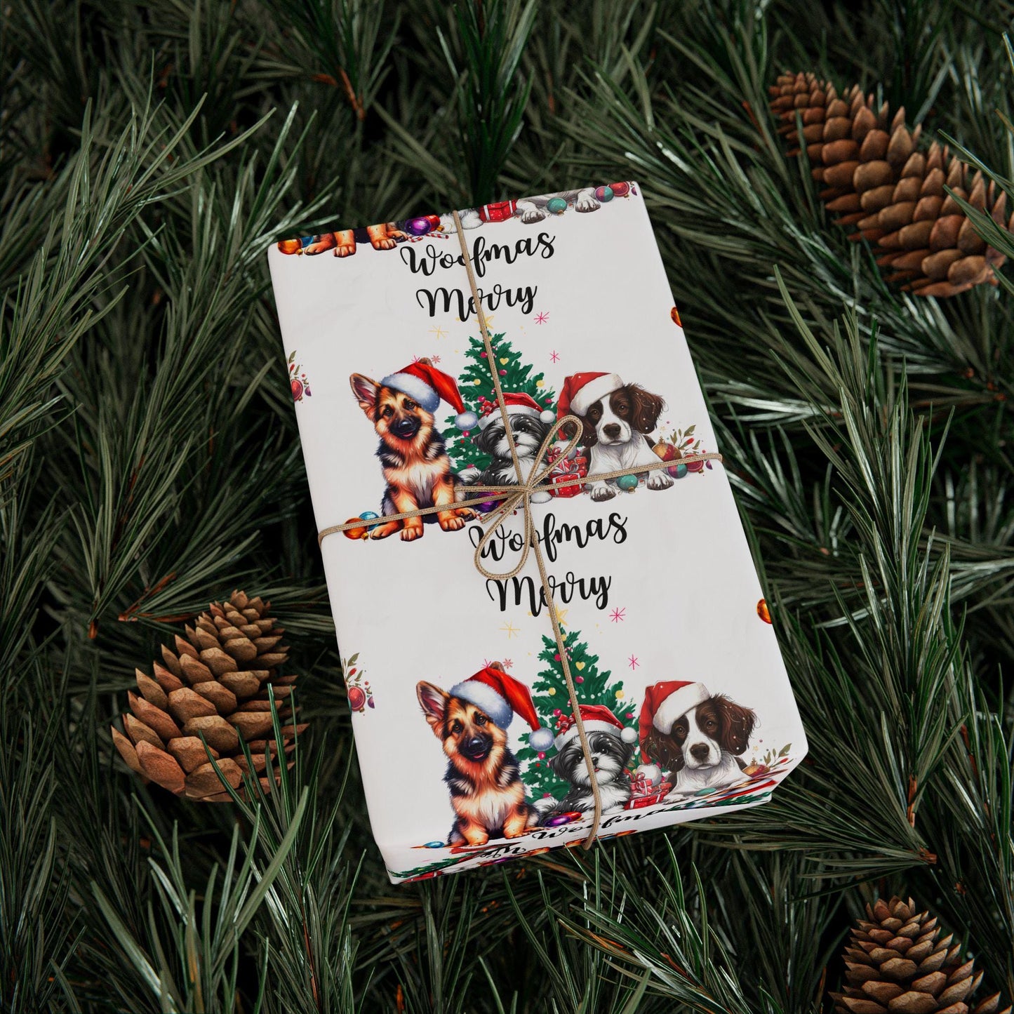 Merry Woofmas Wrapping Paper: Retro Christmas Dog Gift Wrap