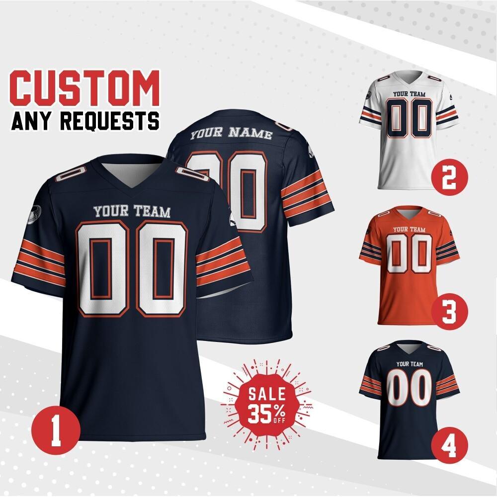 Personalized Team Name & Number Football Jersey, Custom Team Bear Football Jersey Collection, Game Day Outfit For American Football Fan