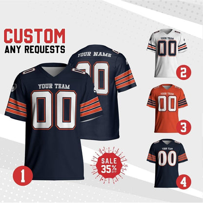 Personalized Team Name & Number Football Jersey, Custom Team Bear Football Jersey Collection, Game Day Outfit For American Football Fan