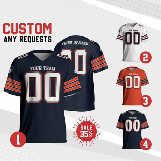 Personalized Team Name & Number Football Jersey, Custom Team Bear Football Jersey Collection, Game Day Outfit For American Football Fan
