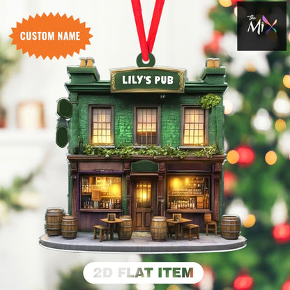 Personalized Irish Pub Christmas Ornament, Irish Pub Christmas Gift, St Patrick's Day Christmas Decor, Christmas Ornament