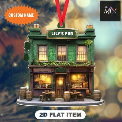 Personalized Irish Pub Christmas Ornament, Irish Pub Christmas Gift, St Patrick's Day Christmas Decor, Christmas Ornament
