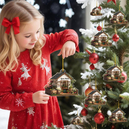 Personalized Garden House Shape Flat Ornament, Gardening Xmas Ornament, Xmas Gift for Gardener, Plant Lover Gift, Gardening Lover