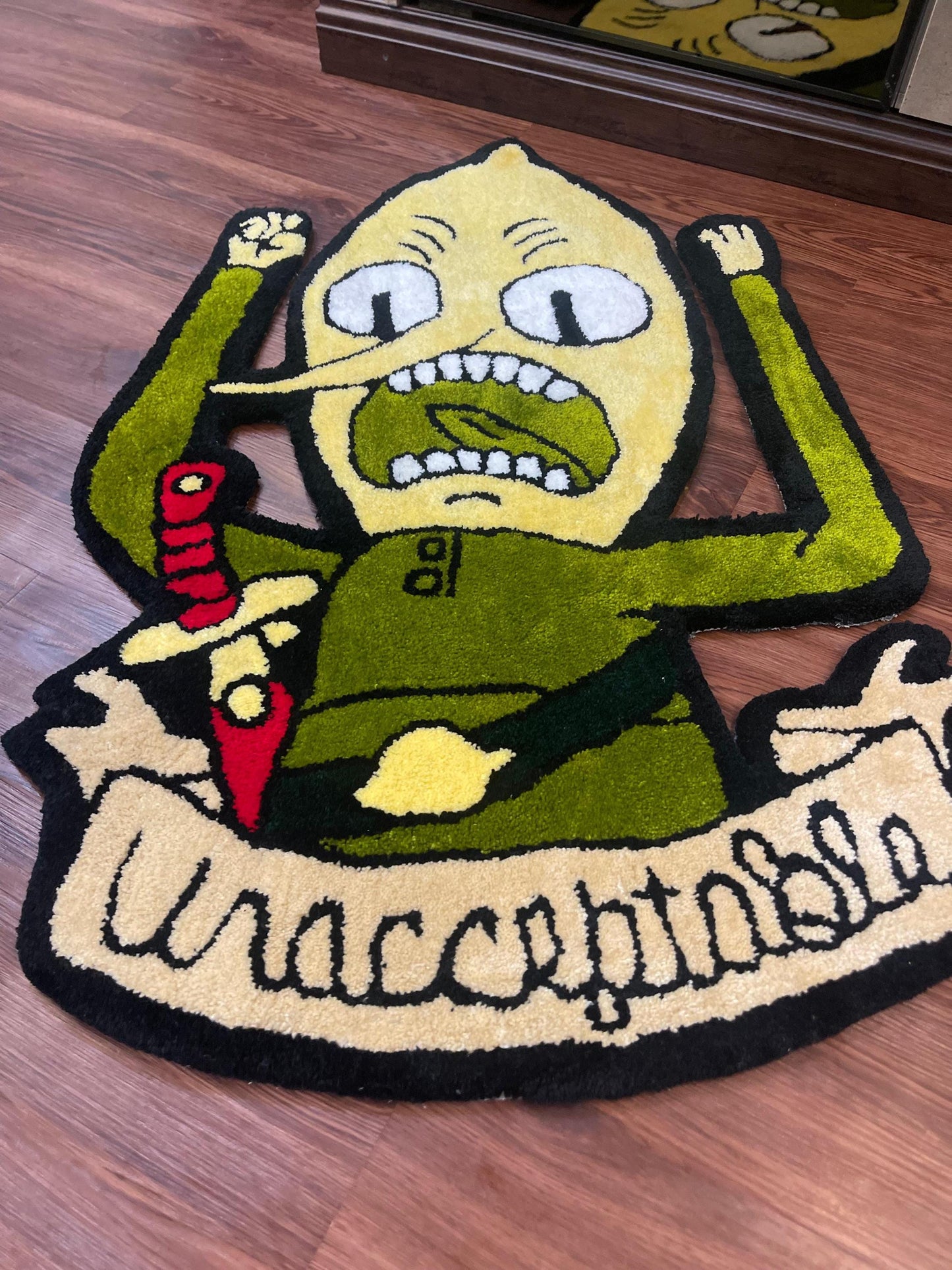 Gengar Rug, Lemongrab handmade tufted custom rug, wool rug tufting,