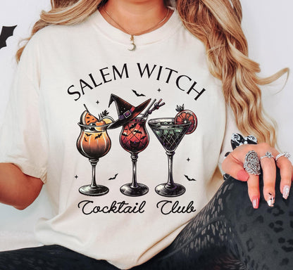 Salem Witch Cocktail Club Shirt, Halloween Salem Witch Tee, Halloween Cocktail Club Sweatshirt, Trick Or Treat Tee, Witch Party Drinks Tee